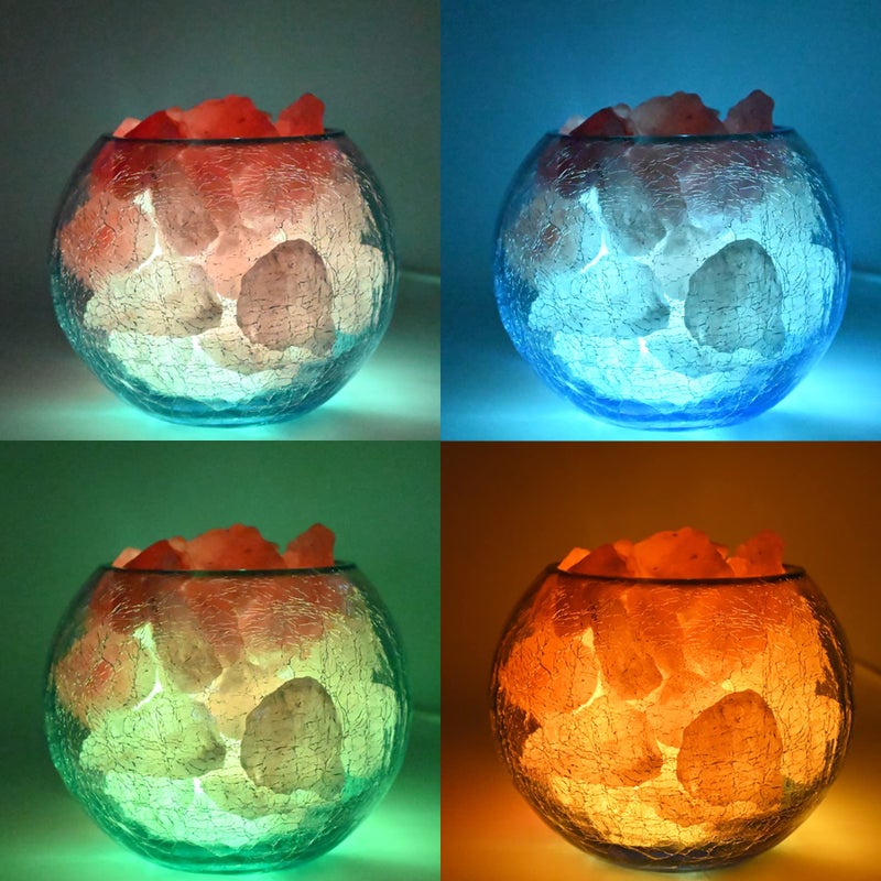 V.C.Formark USB Himalayan Salt Lamp, Salt Rock Lamp with Natural Salt Chunks Bring Visual Impact of Ice and Fire to you, Used for Desk, Bedroom, Living Room and Gift - Color Changing + Warm Light Mode - Image 3